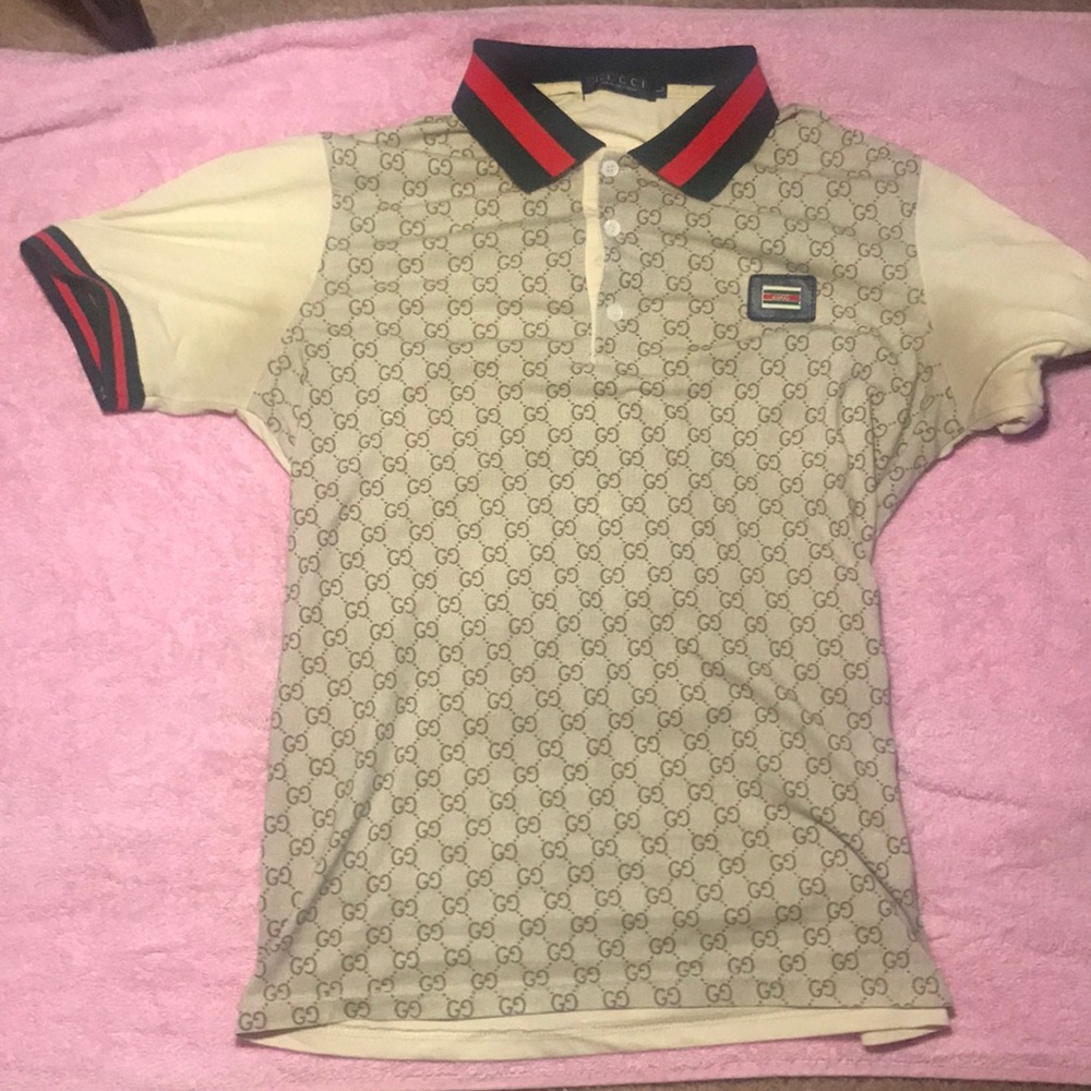 Brown Gucci polo shirt